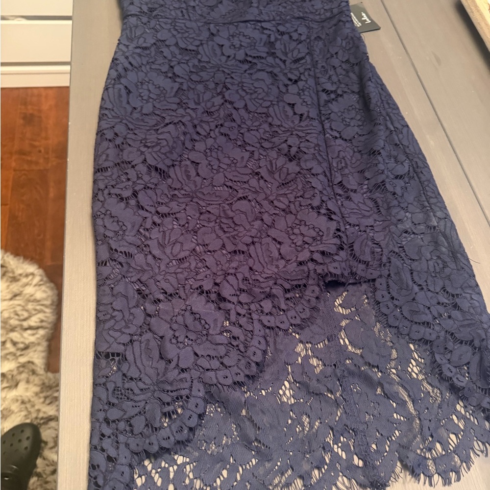 Navy Lace Midi Dress